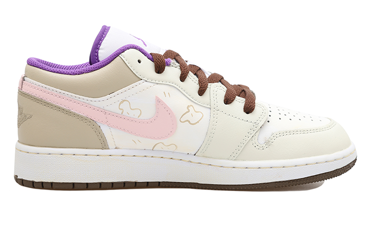 Lookbook [Zapatillas Personalizadas] Air Jordan 1 Low 'Graffiti Marrón Rosado' 553560-215(Team拾玖-甜酷摩卡S-BOX）