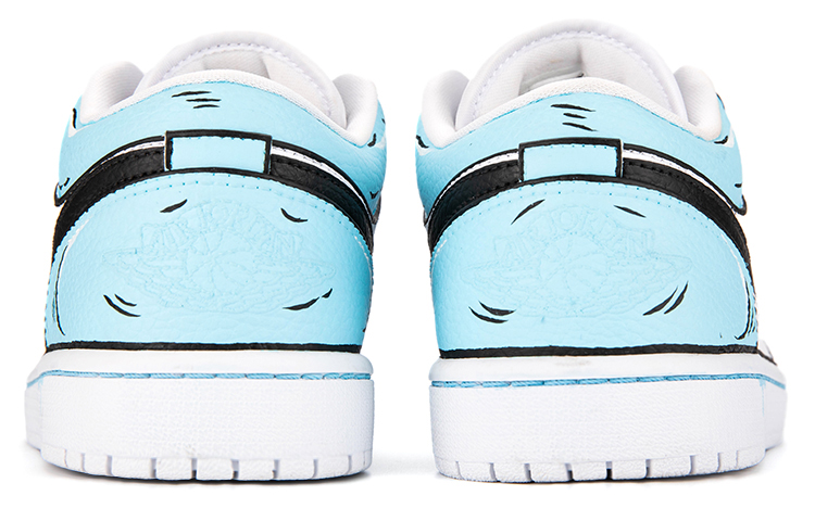 Shop カスタムAJ1 ロー "カートゥーン青黒白" 553560-130(Team18-女款卡通二次元蓝黑白)