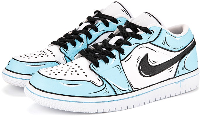 에어 조던 1 로우 '카툰 블루 블랙 화이트' 553558-130(Team18-男款卡通二次元蓝黑白) Lookbook 에어 조던 1 로우 '카툰 블루 블랙 화이트' 553558-130(Team18-男款卡通二次元蓝黑白)