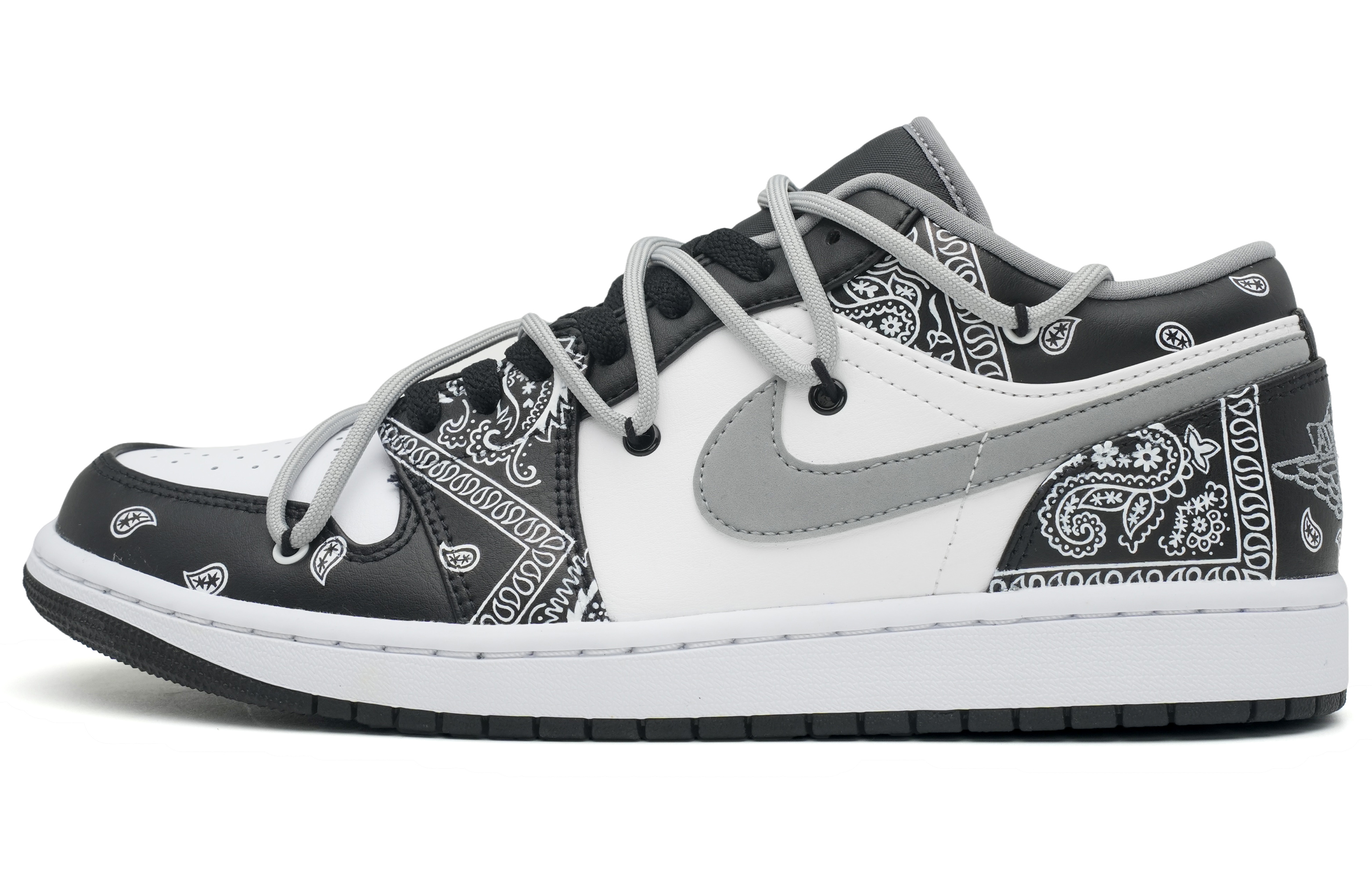 Buy [Sneakers Kustom] Air Jordan 1 Low 'Pohon Kehidupan Cashew - Hari Valentine' 553558-040(Team35-黑白腰果花)