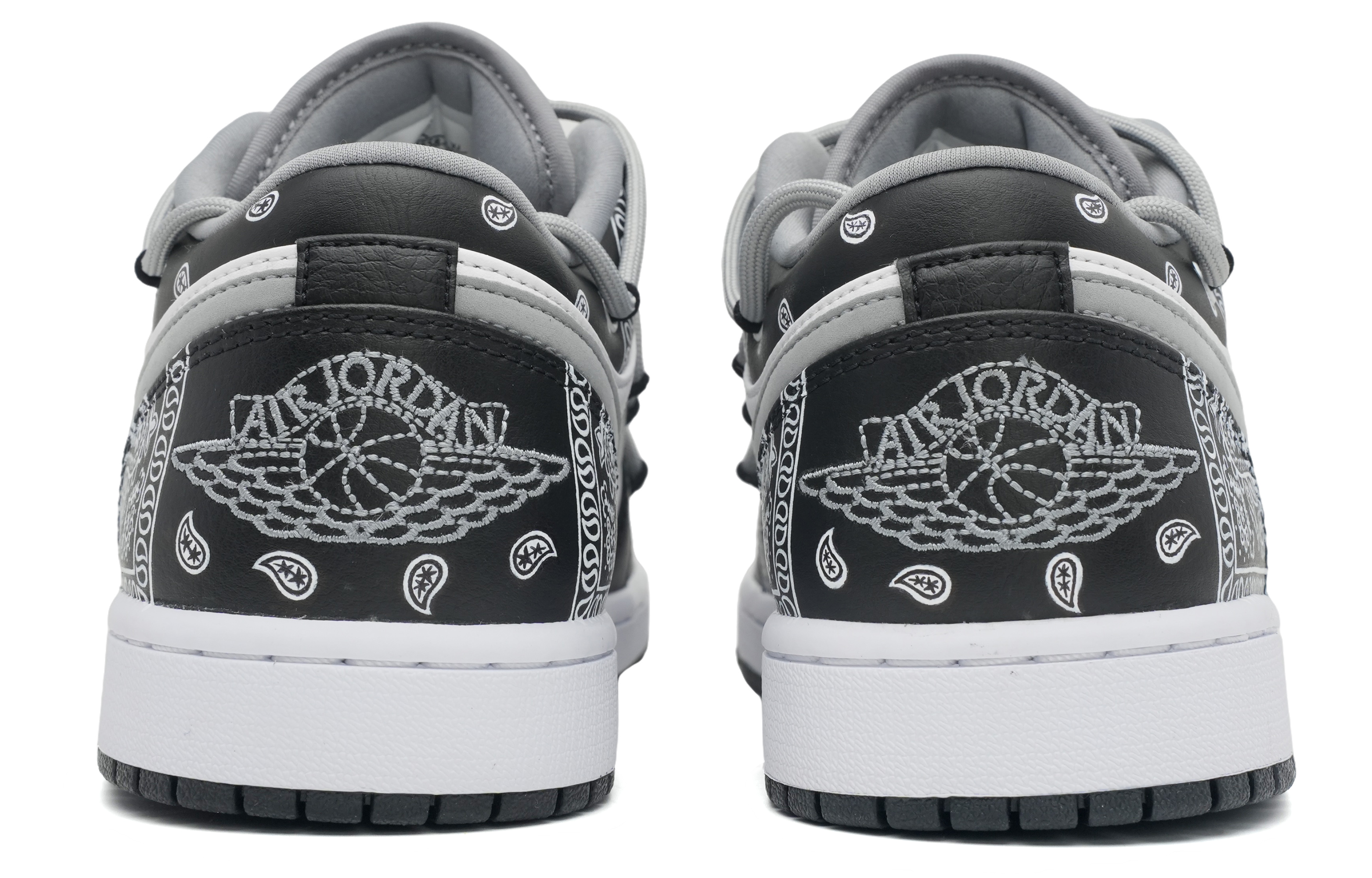 Shop [Sneakers Kustom] Air Jordan 1 Low 'Pohon Kehidupan Cashew - Hari Valentine' 553558-040(Team35-黑白腰果花)