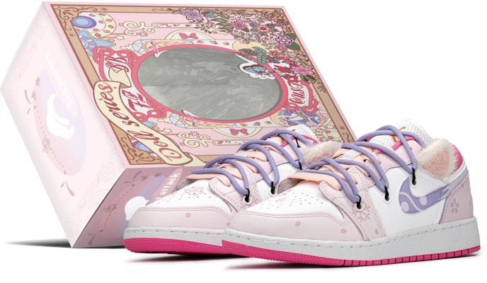 【客製化球鞋】Jordan Air Jordan 1 Low FZBB 城堡限定 禮盒 粉耳朵 解構 低筒 復古籃球鞋 GS 粉白 Buy 【客製化球鞋】Jordan Air Jordan 1 Low FZBB 城堡限定 禮盒 粉耳朵 解構 低筒 復古籃球鞋 GS 粉白