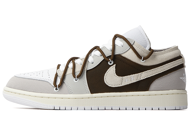 Buy [Kasut Custom] Air Jordan 1 Low 'Cement Latte Distressed Punk' DN1635-002(Team拾柒-男款低帮水泥拿铁球鞋)