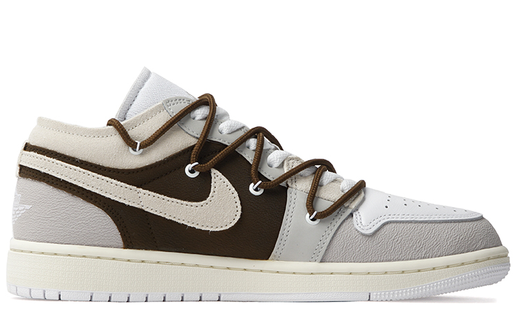 Order [Kasut Custom] Air Jordan 1 Low 'Cement Latte Distressed Punk' DN1635-002(Team拾柒-男款低帮水泥拿铁球鞋)