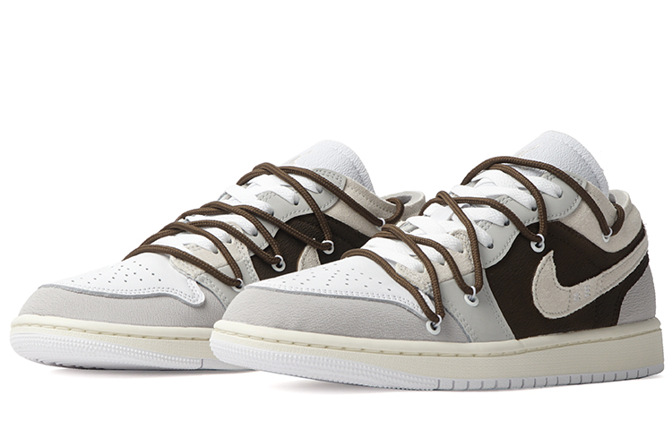 Lookbook [Kasut Custom] Air Jordan 1 Low 'Cement Latte Distressed Punk' DN1635-002(Team拾柒-男款低帮水泥拿铁球鞋)