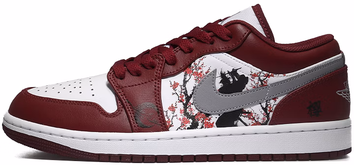 custom-shoes-air-jordan-1-low-cherry-blossom-samurai-white-red