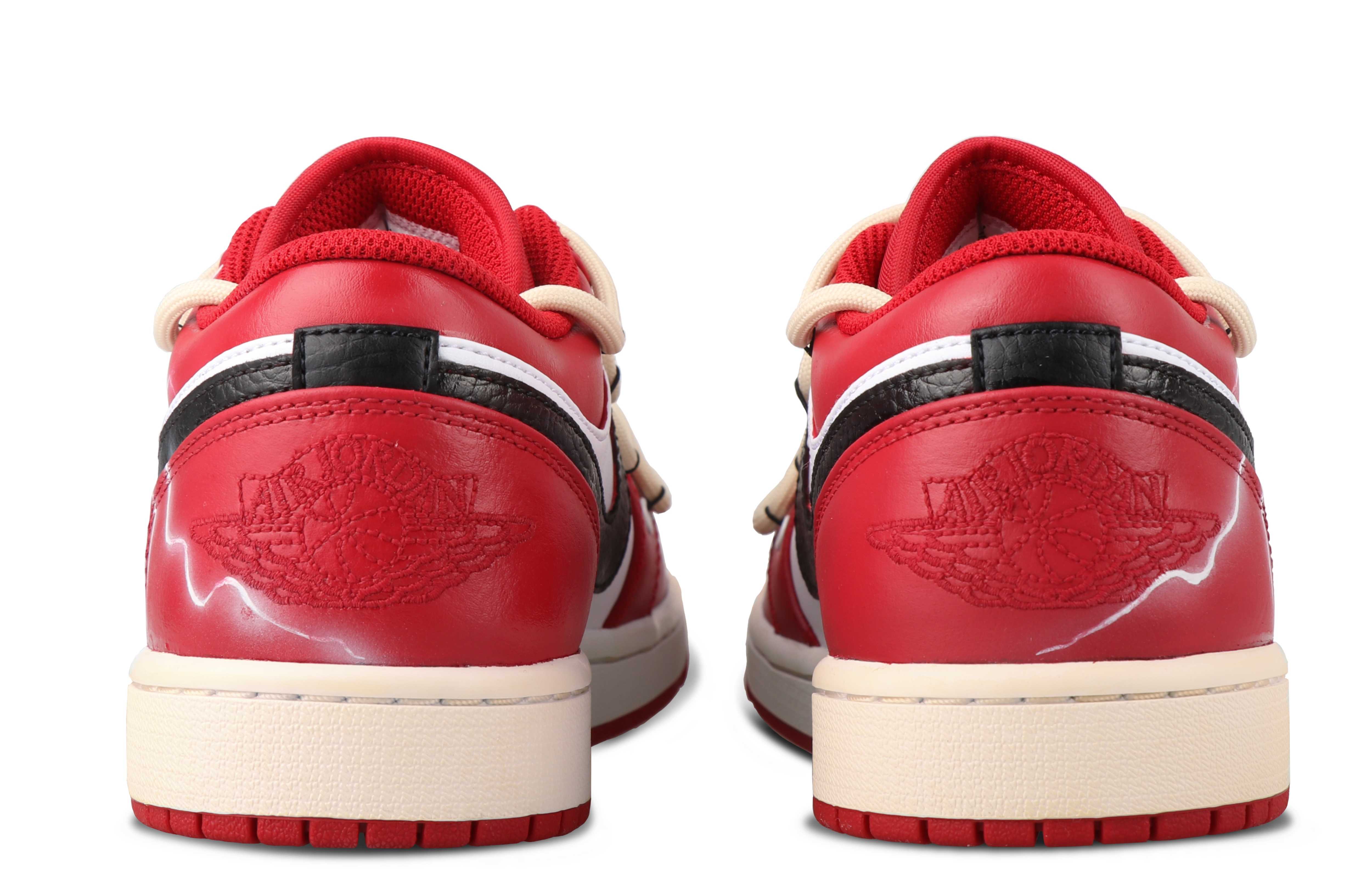 Shop 커스텀 에어 조던 1 로우 '차이나 레드' (Custom Air Jordan 1 Low 'China Red') 553558-163(TeamSix-男款-闪电白红黑)