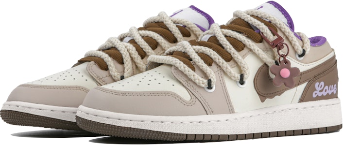 【訂製籃球鞋】 Jordan Air Jordan 1 低筒 巧克力奶茶 復古籃球鞋 GS 淺棕色 Lookbook 【訂製籃球鞋】 Jordan Air Jordan 1 低筒 巧克力奶茶 復古籃球鞋 GS 淺棕色