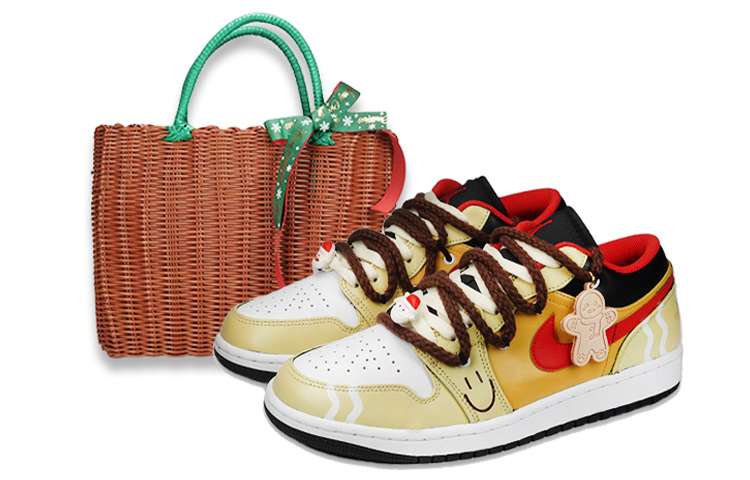 Buy [カスタムシューズ] エアジョーダン1 ロー 'クリスマスジンジャーブレッド' 553558-063(TeamF-男款圣诞姜饼人S-BOX)