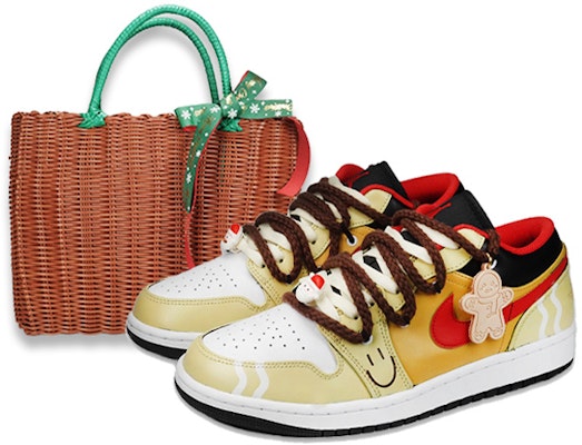 【訂製球鞋】Jordan Air Jordan 1 Low 聖誕節禮物 可愛薑餅人餅乾 特殊鞋盒 減震 低筒 復古籃球鞋 男款 黃紅白 Buy 【訂製球鞋】Jordan Air Jordan 1 Low 聖誕節禮物 可愛薑餅人餅乾 特殊鞋盒 減震 低筒 復古籃球鞋 男款 黃紅白