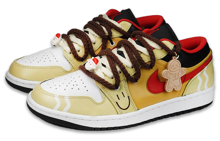 Shop [カスタムシューズ] エアジョーダン1 ロー 'クリスマスジンジャーブレッド' 553558-063(TeamF-男款圣诞姜饼人S-BOX)