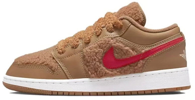 【定制球鞋】 Jordan Air Jordan 1 是在玩鞋 低筒 聖誕塗鴉 泰迪熊 低筒 復古籃球鞋 GS 卡其 Sizing 【定制球鞋】 Jordan Air Jordan 1 是在玩鞋 低筒 聖誕塗鴉 泰迪熊 低筒 復古籃球鞋 GS 卡其