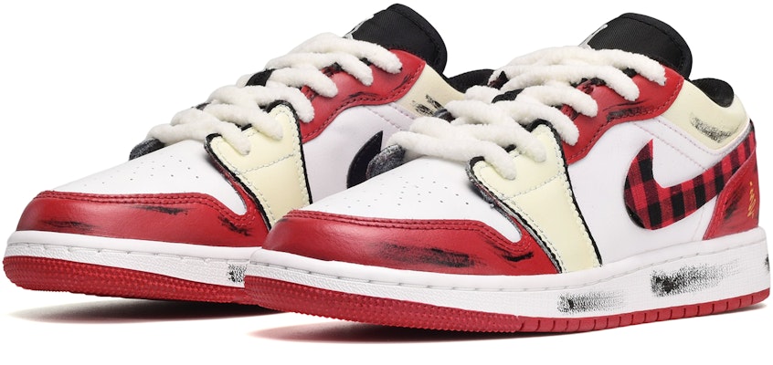 【定制球鞋】 Jordan Air Jordan 1 Low Bred Toe 聖誕節 聖誕格紋 低幫 復古籃球鞋 男款 紅白 Shop 【定制球鞋】 Jordan Air Jordan 1 Low Bred Toe 聖誕節 聖誕格紋 低幫 復古籃球鞋 男款 紅白