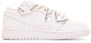 Order 【定製球鞋】 Jordan Air Jordan 1 Low 聖誕 平跟系帶解構 高街 格子縫布噴繪塗鴉 低筒 復古籃球鞋 GS 白綠