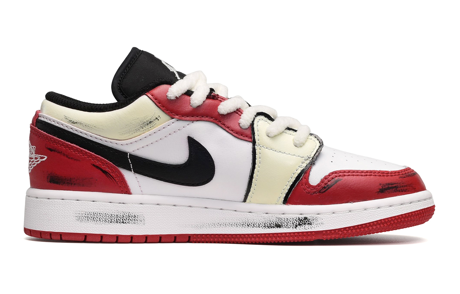 Lookbook 에어 조던 1 로우 '크리스마스 레드앤화이트 플래드' (커스텀) 553560-612(TeamE-女款圣诞格纹红白)