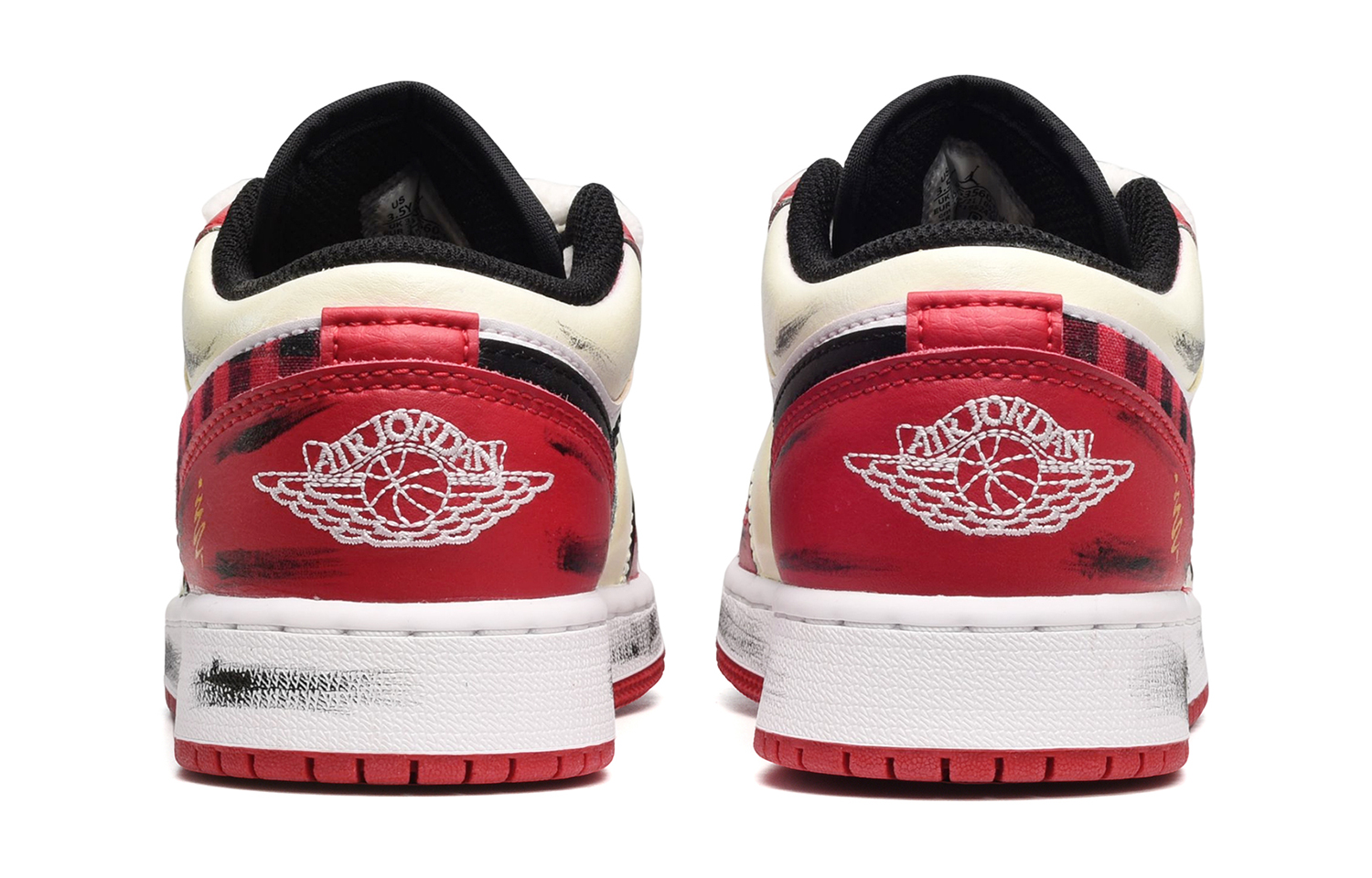 Purchase 에어 조던 1 로우 '크리스마스 레드앤화이트 플래드' (커스텀) 553560-612(TeamE-女款圣诞格纹红白)