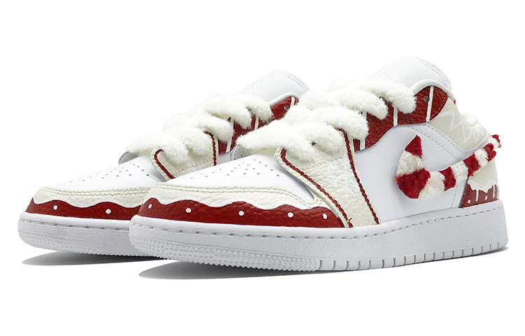 Shop [Kasut Custom] Air Jordan 1 Low 'Krismas Shearling Swoosh Snowflake' 553560-130(TeamD-圣诞节主题男女款羊羔绒)