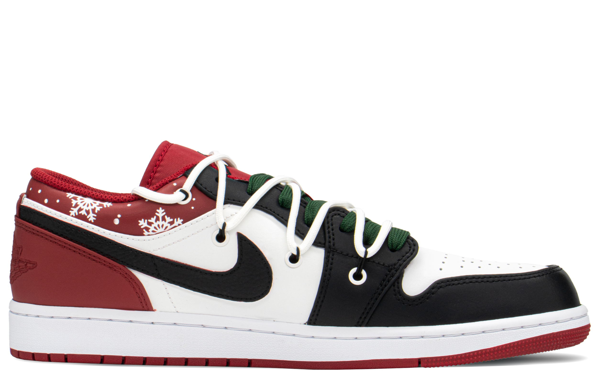 Lookbook [Kasut Custom] Air Jordan 1 Low 'Christmas Treat - Hitam Merah' 553558-163(TeamA-AJ圣诞棒棒糖S-BOX)