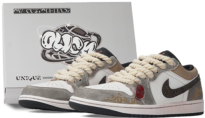 カスタムAJ1 Low "CNYドラゴン グレー/白" DX4334-008(Team拾柒-男款低帮龙图腾球鞋) Buy カスタムAJ1 Low "CNYドラゴン グレー/白" DX4334-008(Team拾柒-男款低帮龙图腾球鞋)