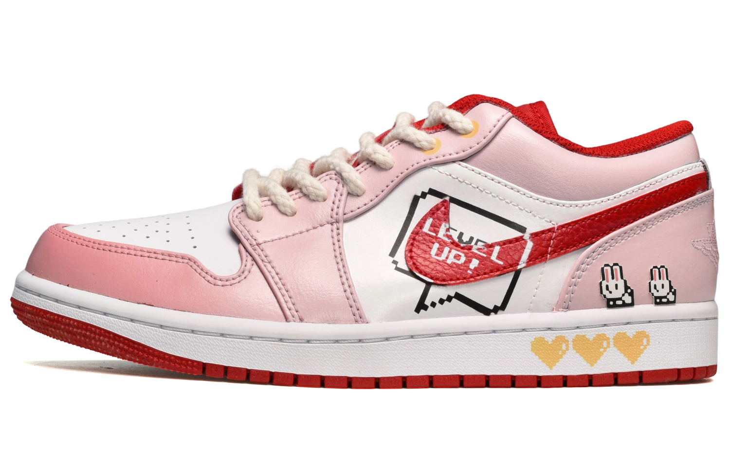 Buy 에어 조던 1 로우 '토끼의 해 핑크 화이트' (커스텀) 553558-163(TeamE-男款可爱兔子粉红白)