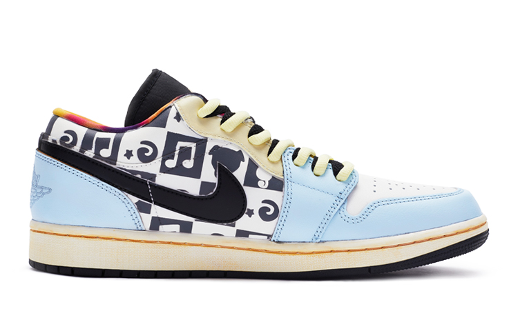 Order 【定制球鞋】Jordan Air Jordan 1 Low 演唱會 雙鞋帶 手繪噴繪 低幫 復古籃球鞋 GS 黑白藍