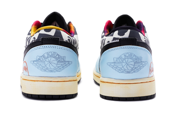 Shop 【定制球鞋】Jordan Air Jordan 1 Low 演唱會 雙鞋帶 手繪噴繪 低幫 復古籃球鞋 GS 黑白藍