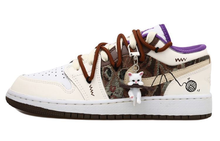 Buy [Kasut Custom] Air Jordan 1 Rendah 'Krim Coklat' 553560-215(Team拾玖-猫猫玩具S-BOX）