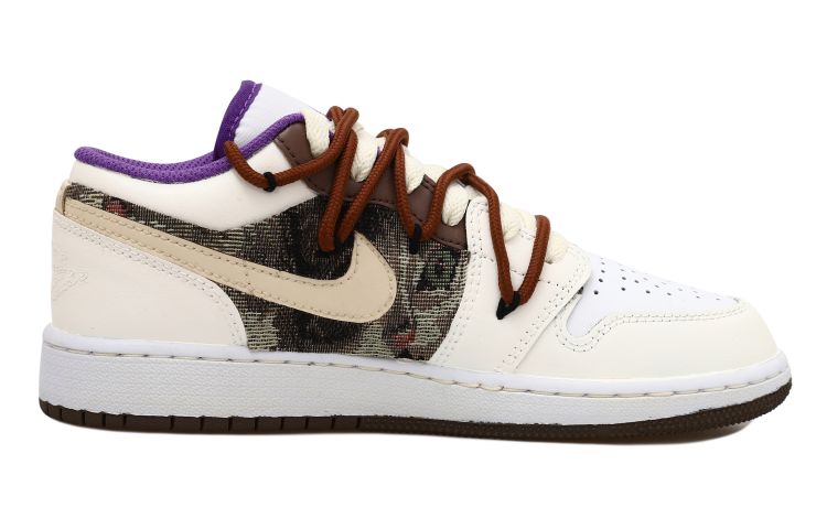 Order [Kasut Custom] Air Jordan 1 Rendah 'Krim Coklat' 553560-215(Team拾玖-猫猫玩具S-BOX）