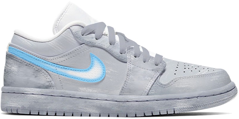 【定制球鞋】 Jordan Air Jordan 1 Low 噴繪 低幫 復古籃球鞋 男款 灰藍 Order 【定制球鞋】 Jordan Air Jordan 1 Low 噴繪 低幫 復古籃球鞋 男款 灰藍