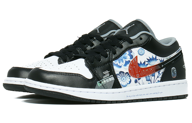 Lookbook 【訂製球鞋】Jordan Air Jordan 1 Low 網路實境青花磚 東方奇幻 耐磨 低筒 復古籃球鞋 男女款 黑白