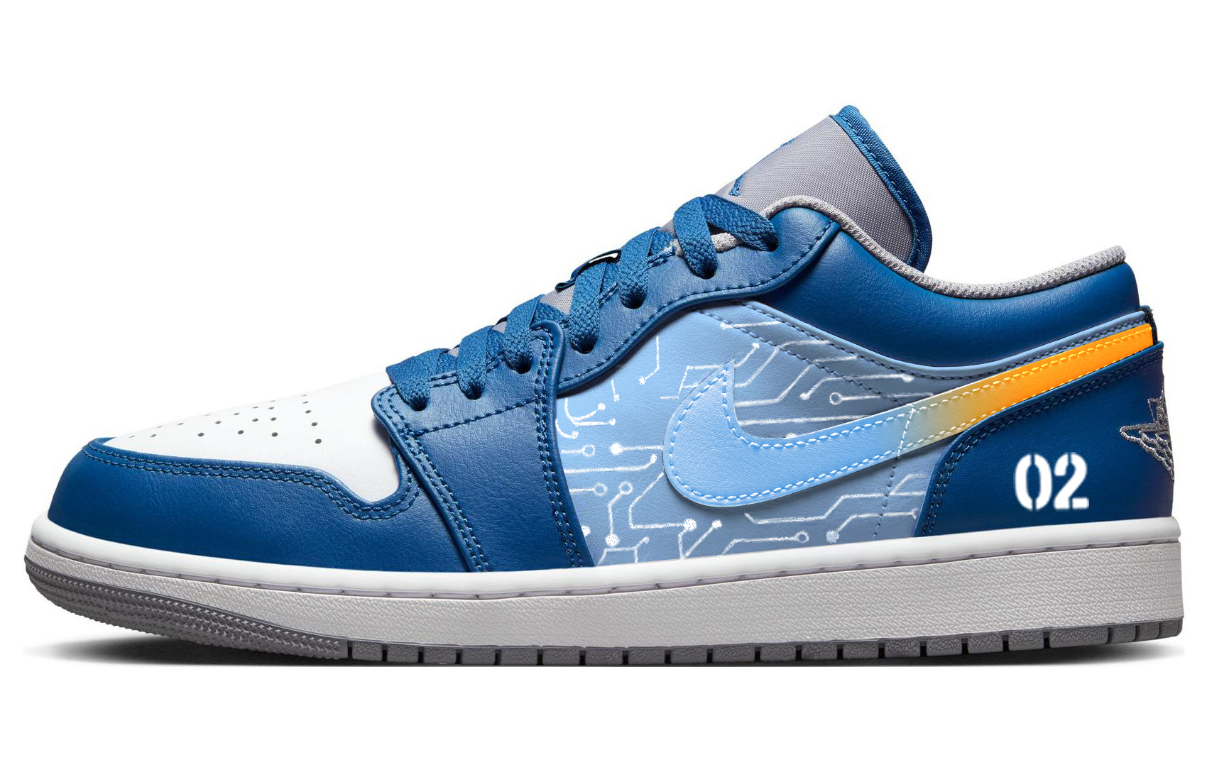 Buy [Sepatu Custom] Air Jordan 1 Low 'Cyberpunk Blueprint' 553558-412(Team56-科技蓝图)