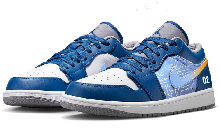 Lookbook [Sepatu Custom] Air Jordan 1 Low 'Cyberpunk Blueprint' 553558-412(Team56-科技蓝图)