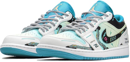 【訂製球鞋】 Jordan Air Jordan 1 FZBB 賽博龐克 機能風禮盒 薄荷糖漸變 防滑耐磨 低筒 復古籃球鞋 男款 藍綠 Lookbook 【訂製球鞋】 Jordan Air Jordan 1 FZBB 賽博龐克 機能風禮盒 薄荷糖漸變 防滑耐磨 低筒 復古籃球鞋 男款 藍綠
