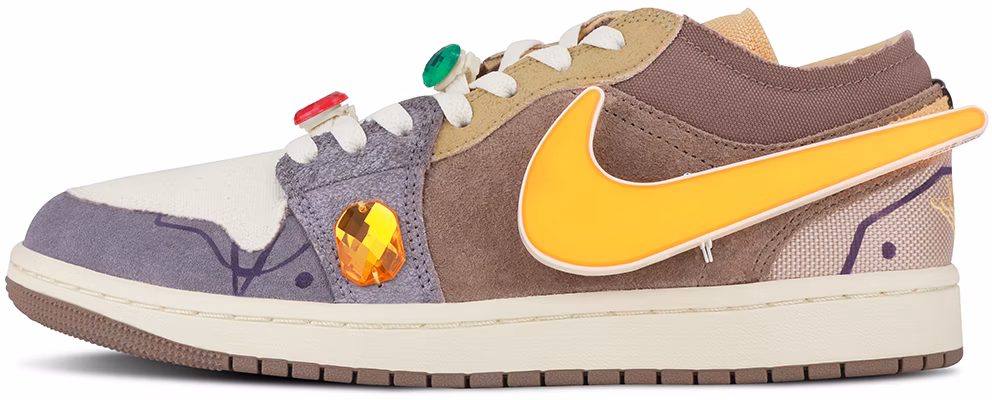 【定製球鞋】Jordan Air Jordan 1 賽博龐克 科幻鑽石 發光Swoosh 低筒 復古籃球鞋 男款 紫棕 Buy 【定製球鞋】Jordan Air Jordan 1 賽博龐克 科幻鑽石 發光Swoosh 低筒 復古籃球鞋 男款 紫棕