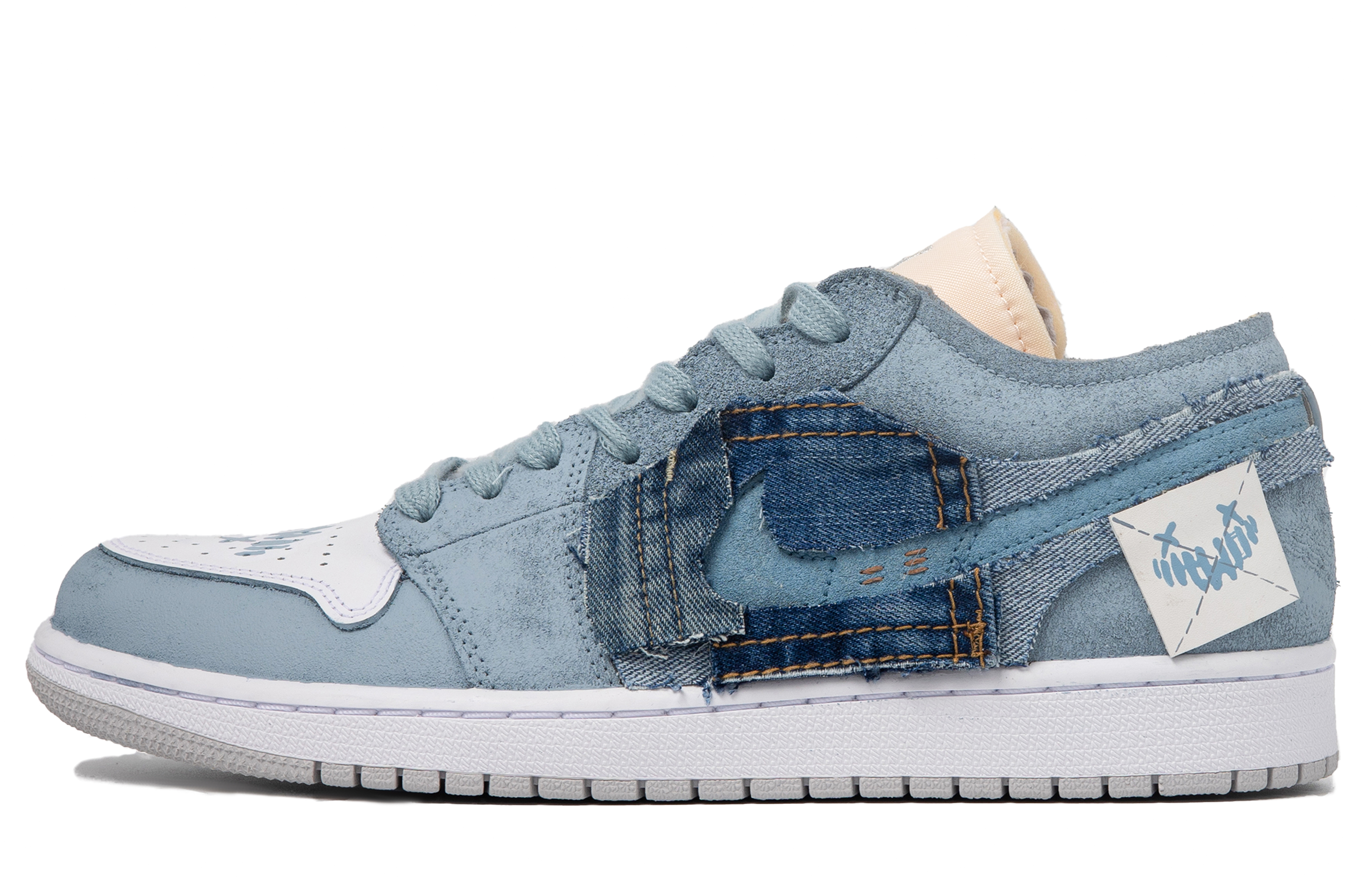 Order [Zapatos Personalizados] Air Jordan 1 Low 'Azul-Blanco Da Vinci' DN1635-100(TeamM-男款烙印S-BOX)