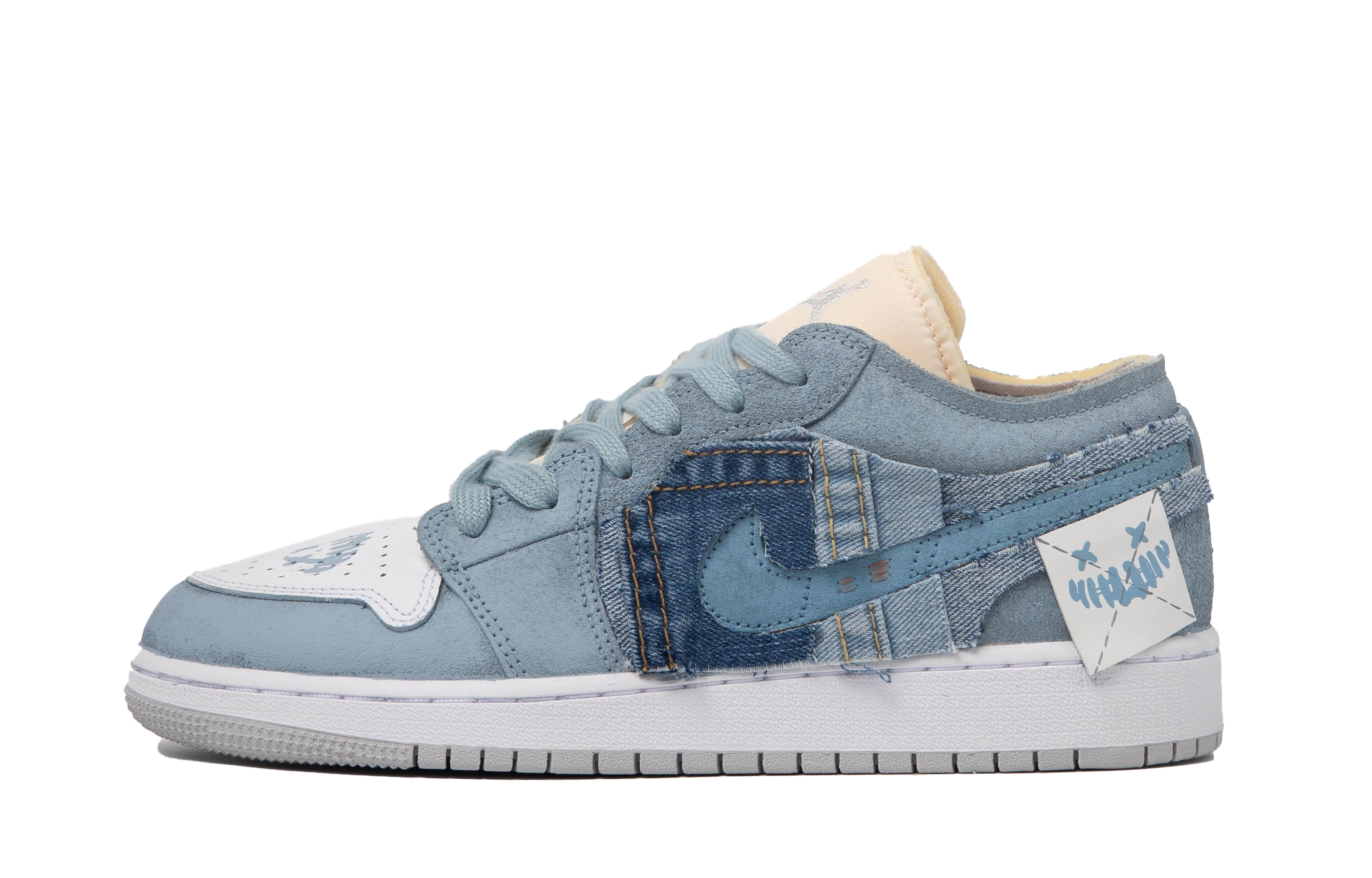 Order 【定制鞋款】Air Jordan 1 Low '达·芬奇蓝白' DQ3727-100(TeamM-女款烙印S-BOX)