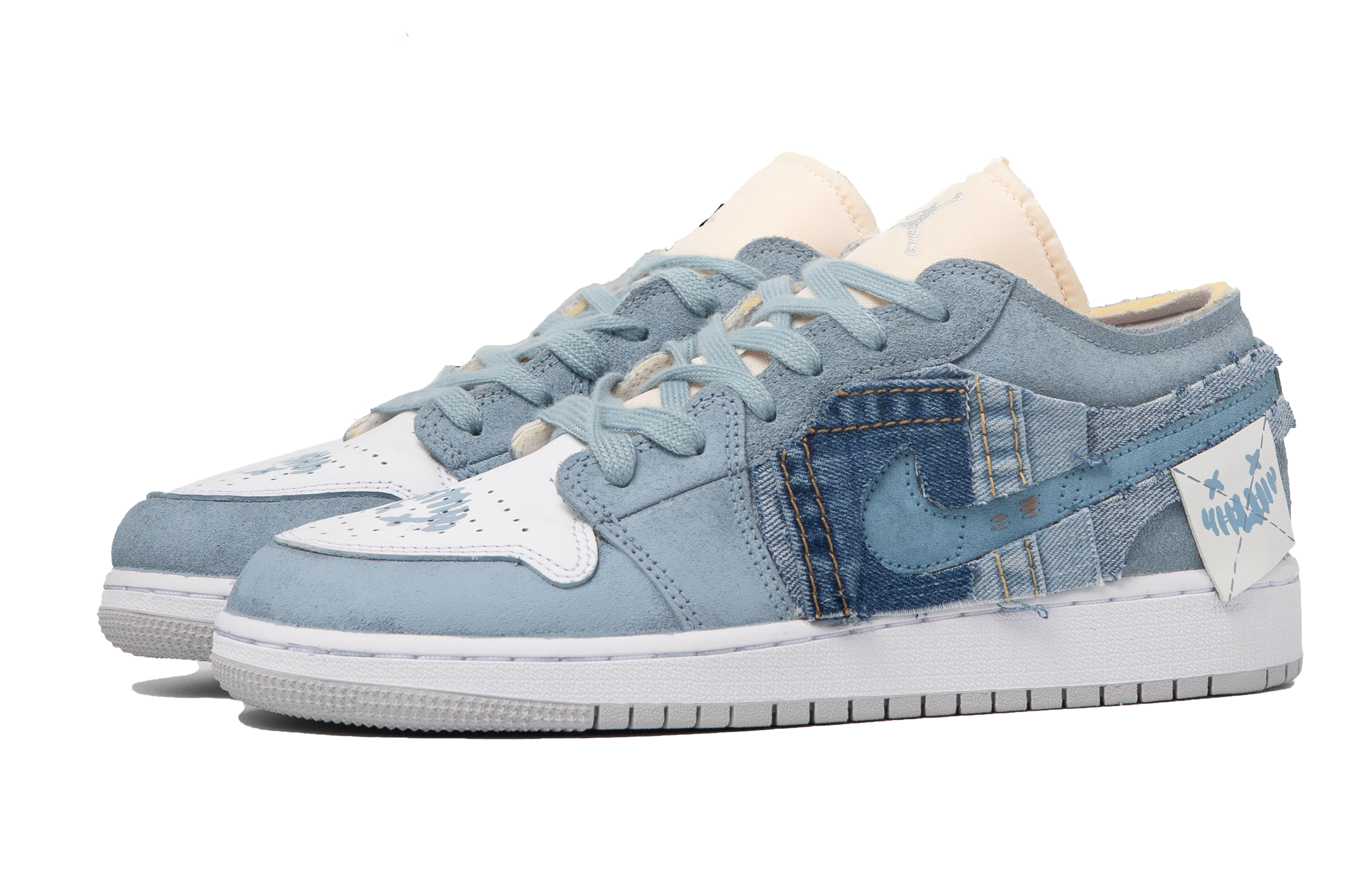 Shop 【定制鞋款】Air Jordan 1 Low '达·芬奇蓝白' DQ3727-100(TeamM-女款烙印S-BOX)