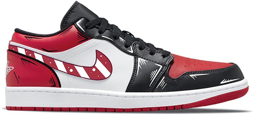 【訂製球鞋】Air Jordan 1 Low "Bred Toe" 達芬奇訂製 聖誕夜 二次元 塗鴉 糖果 情侶 黑紅腳趾 低幫籃球鞋 男女同款 黑紅 Order 【訂製球鞋】Air Jordan 1 Low "Bred Toe" 達芬奇訂製 聖誕夜 二次元 塗鴉 糖果 情侶 黑紅腳趾 低幫籃球鞋 男女同款 黑紅