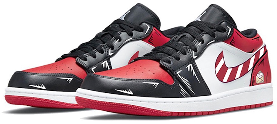 【訂製球鞋】Air Jordan 1 Low "Bred Toe" 達芬奇訂製 聖誕夜 二次元 塗鴉 糖果 情侶 黑紅腳趾 低幫籃球鞋 男女同款 黑紅 Lookbook 【訂製球鞋】Air Jordan 1 Low "Bred Toe" 達芬奇訂製 聖誕夜 二次元 塗鴉 糖果 情侶 黑紅腳趾 低幫籃球鞋 男女同款 黑紅
