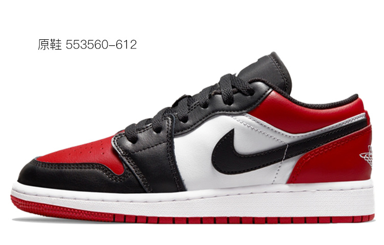 Sizing 【訂製球鞋】Air Jordan 1 Low "Bred Toe" 達芬奇訂製 聖誕夜 二次元 塗鴉 糖果 情侶 黑紅腳趾 低幫籃球鞋 男女同款 黑紅