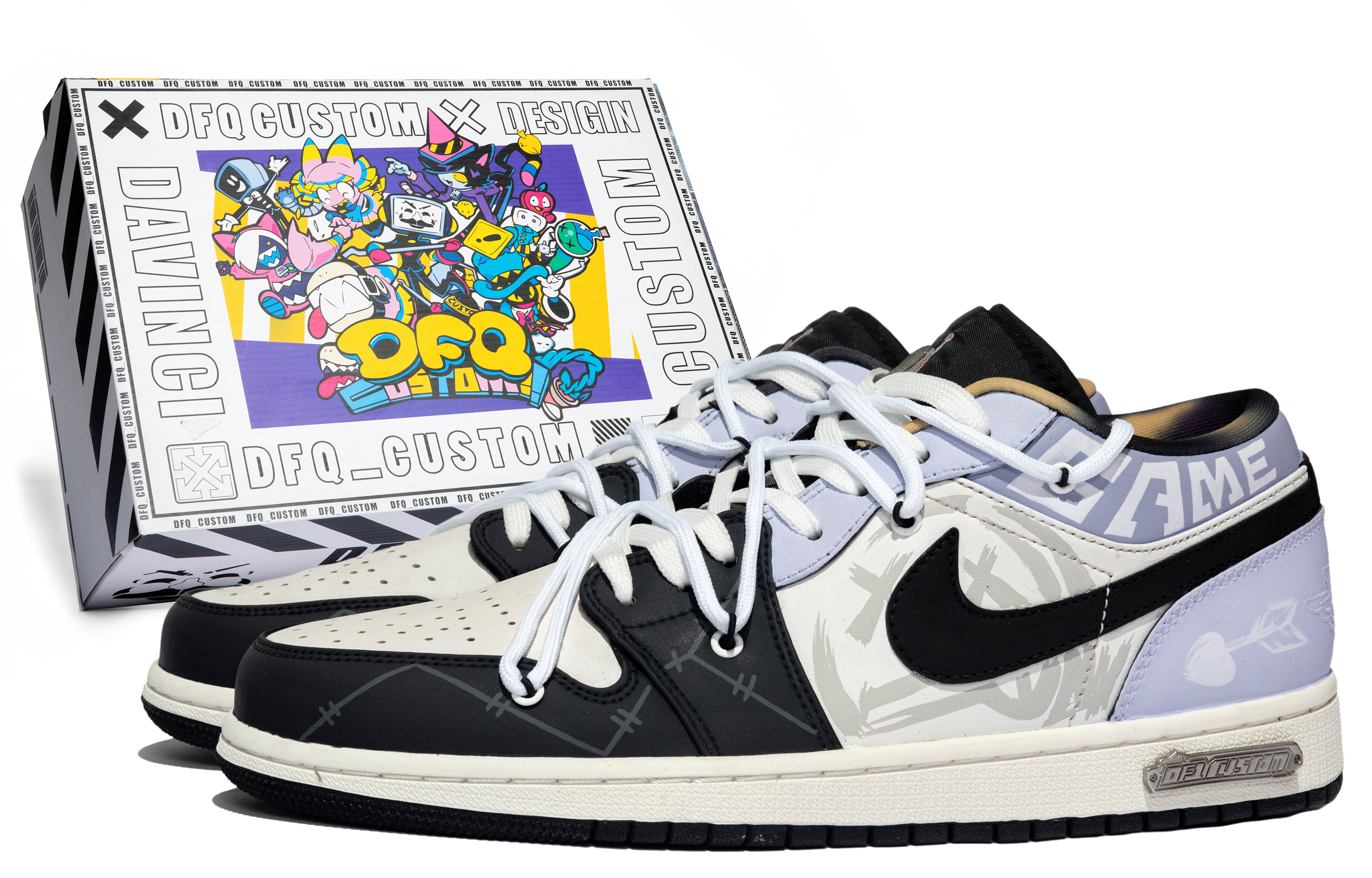 Buy [Kasut Custom] Air Jordan 1 Low 'Da Vinci Custom' DQ8422-001(TeamM-男款PAMANS-BOX)