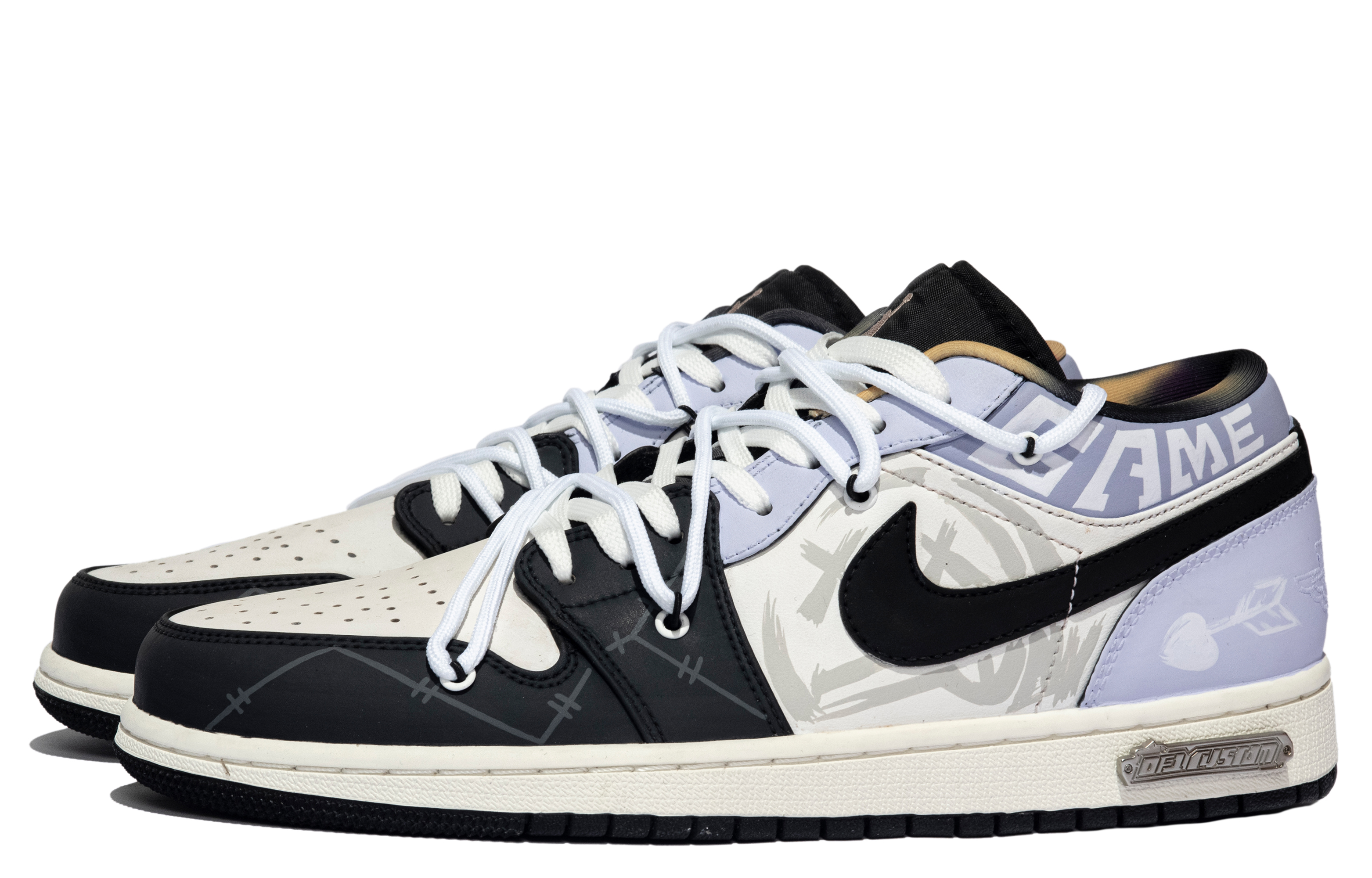 Shop [Kasut Custom] Air Jordan 1 Low 'Da Vinci Custom' DQ8422-001(TeamM-男款PAMANS-BOX)