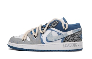 【客製化球鞋】Jordan Air Jordan 1 Low 達芬奇客製 特殊鞋盒 青韻 牛仔 低筒 復古籃球鞋 GS 藍黑 Order 【客製化球鞋】Jordan Air Jordan 1 Low 達芬奇客製 特殊鞋盒 青韻 牛仔 低筒 復古籃球鞋 GS 藍黑