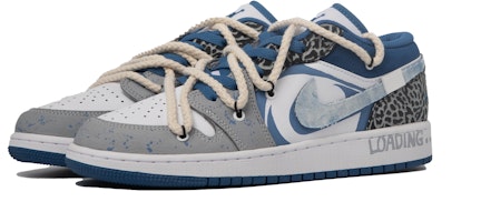 【客製化球鞋】Jordan Air Jordan 1 Low 達芬奇客製 特殊鞋盒 青韻 牛仔 低筒 復古籃球鞋 GS 藍黑 Shop 【客製化球鞋】Jordan Air Jordan 1 Low 達芬奇客製 特殊鞋盒 青韻 牛仔 低筒 復古籃球鞋 GS 藍黑