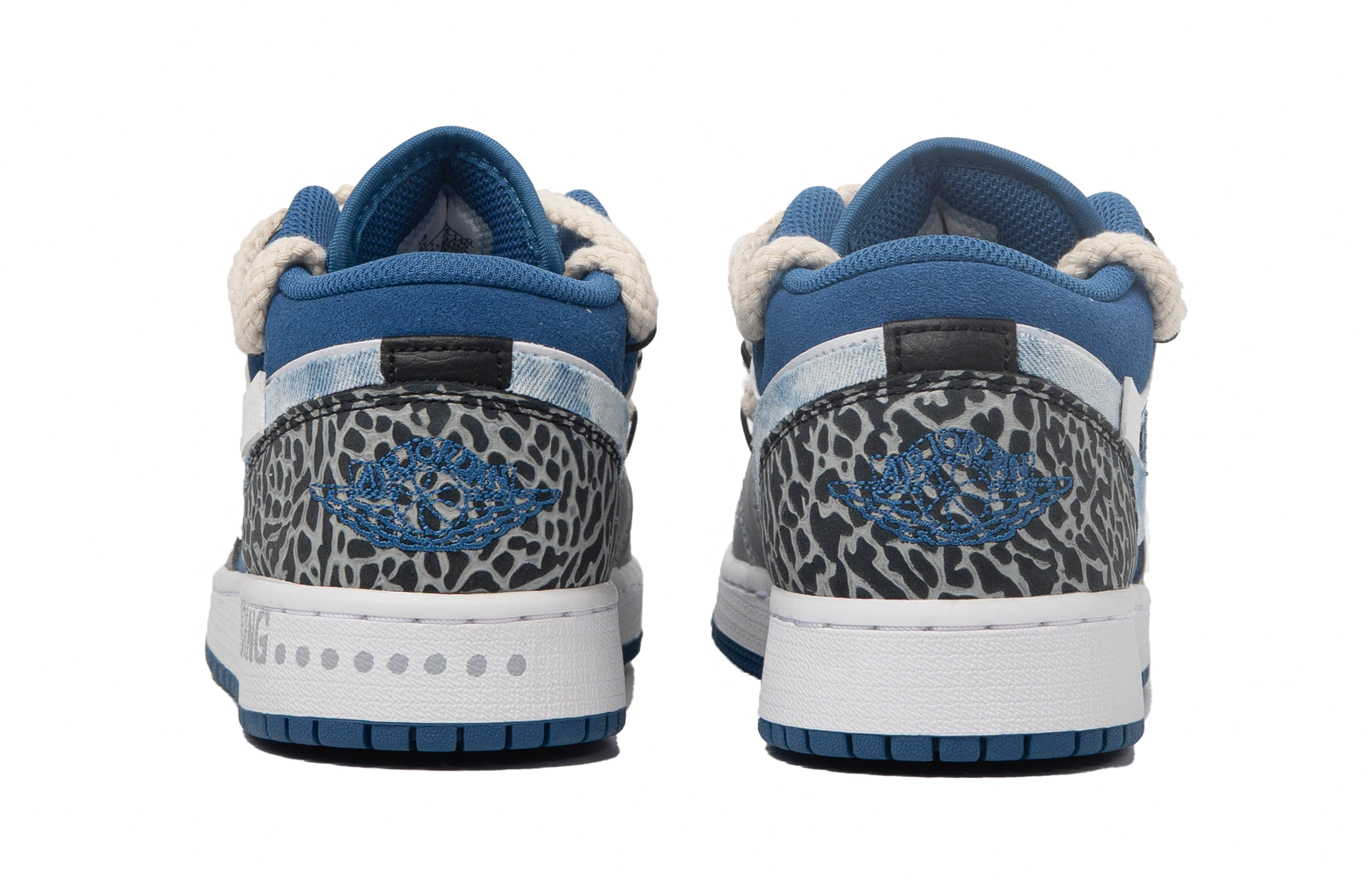 Purchase 【客製化球鞋】Jordan Air Jordan 1 Low 達芬奇客製 特殊鞋盒 青韻 牛仔 低筒 復古籃球鞋 GS 藍黑