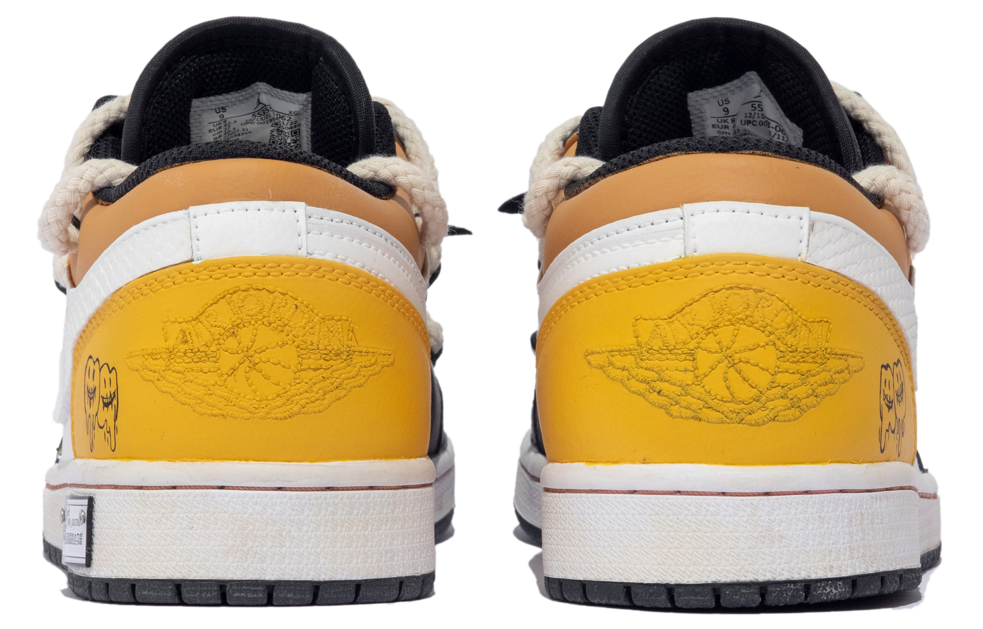 Shop 커스텀 에어 조던 1 로우 '다빈치 그라피티' (흰/노/검) 553558-062(TeamM-男款小恶魔stars)