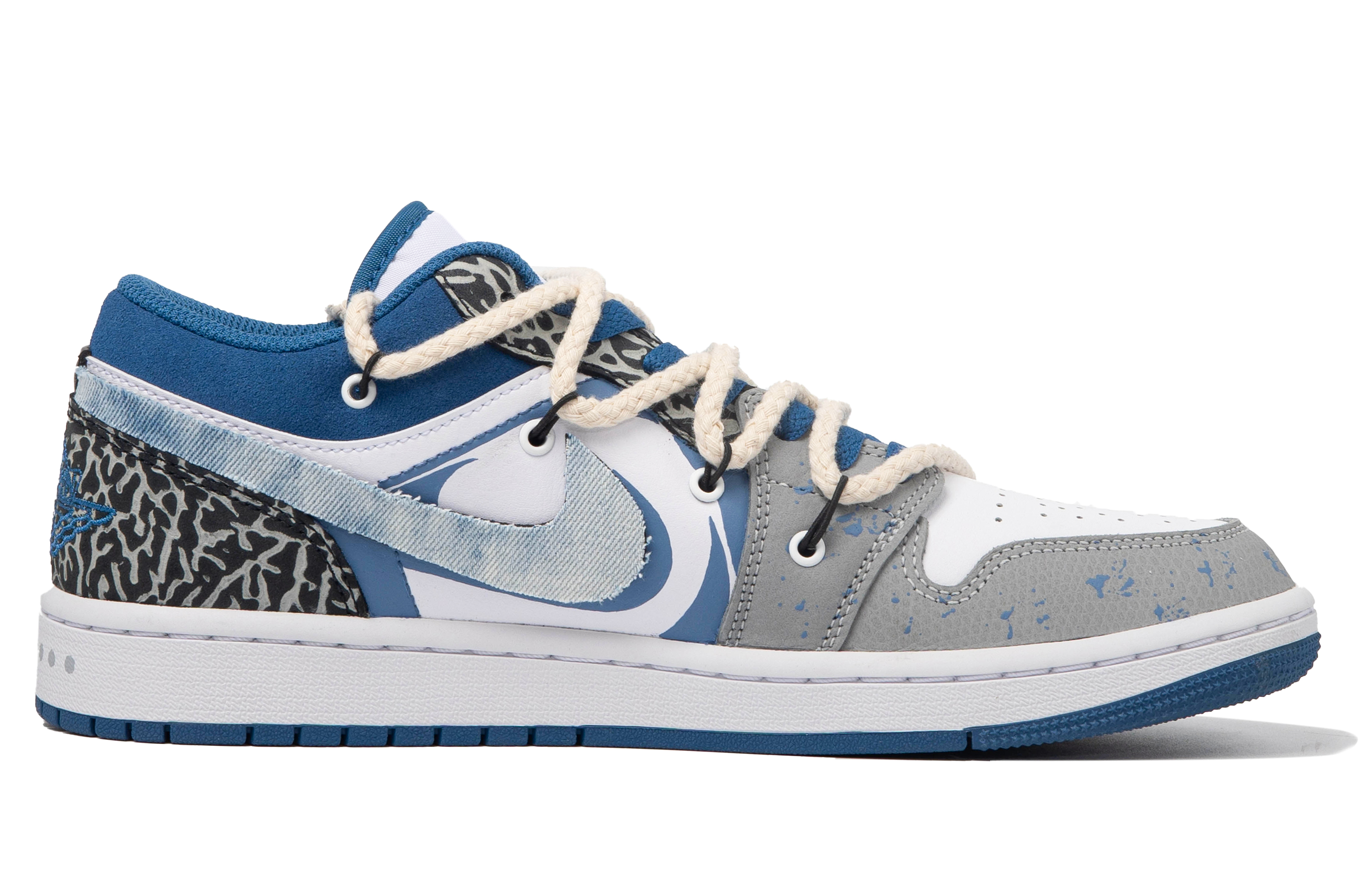 Lookbook 커스텀 에어 조던 1 로우 '다빈치 데님 블루 블랙' DM1199-140(TeamM-男款青韫S-BOX)