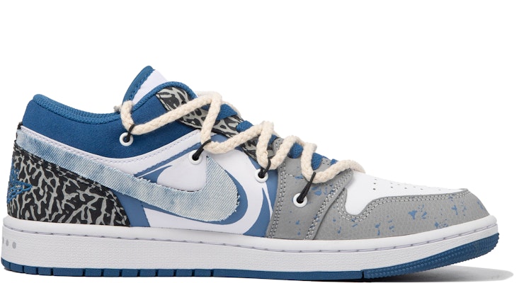 커스텀 에어 조던 1 로우 '다빈치 데님 블루 블랙' DM1199-140(TeamM-男款青韫S-BOX) Lookbook 커스텀 에어 조던 1 로우 '다빈치 데님 블루 블랙' DM1199-140(TeamM-男款青韫S-BOX)