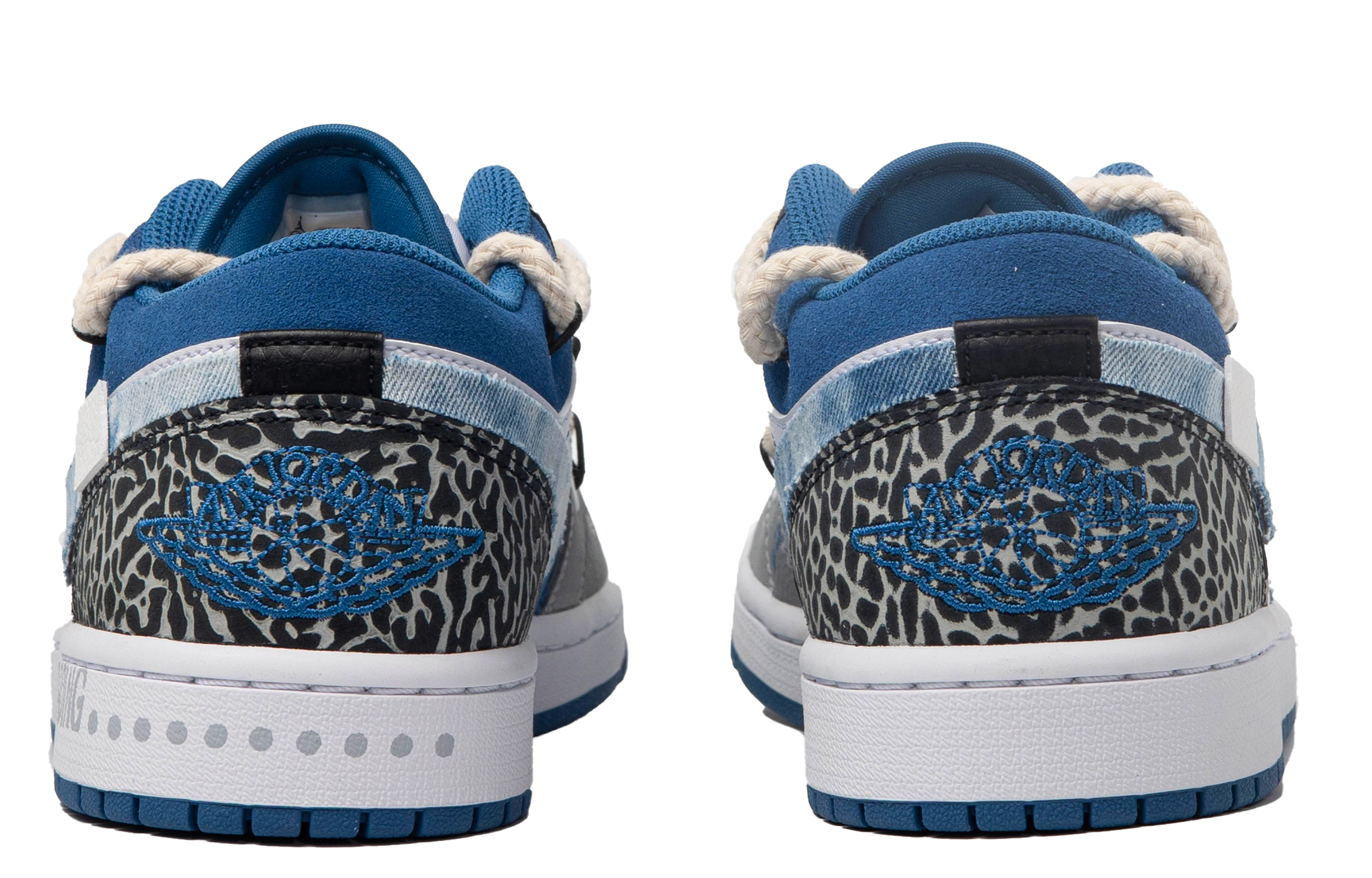 Purchase 커스텀 에어 조던 1 로우 '다빈치 데님 블루 블랙' DM1199-140(TeamM-男款青韫S-BOX)