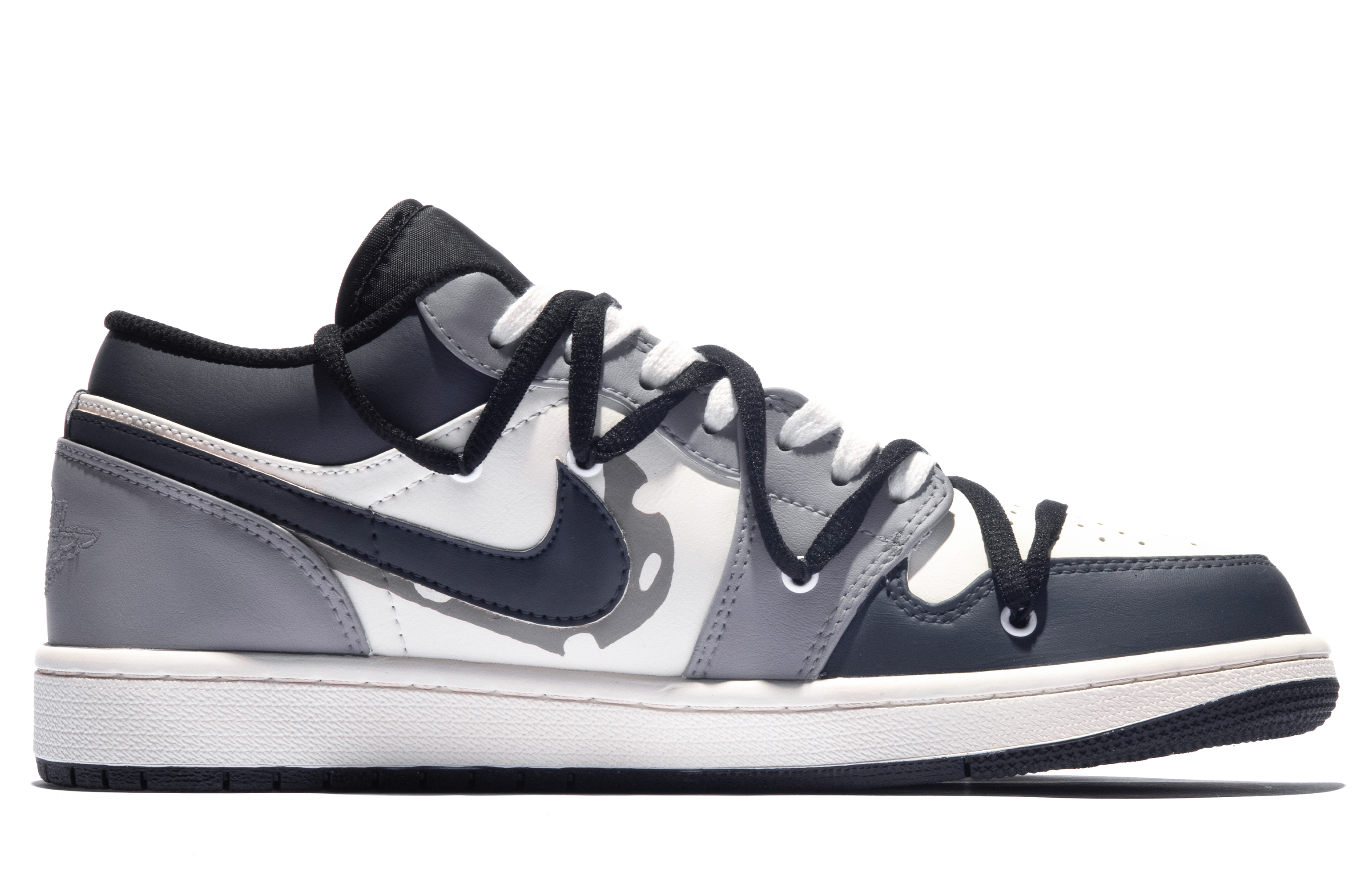 Lookbook [Kasut Custom] Air Jordan 1 Low 'Da Vinci Moon Hitam-Kelabu-Beige Vintage' 553560-062(TeamM-女款月色S-BOX)